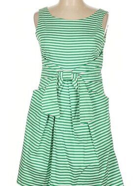 London Times Green and White Bow Pocket Sleeveless A-Line Sundress Size 6